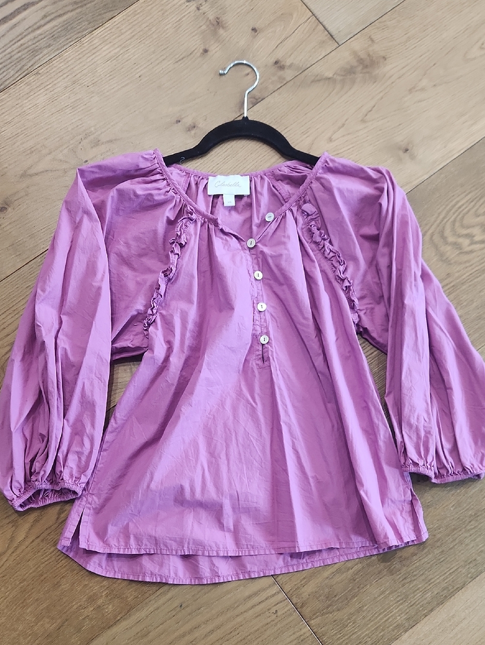 Cleobella Pink Ruffle Peasant Blouse